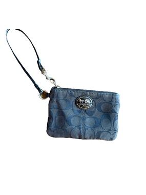 Coach Black Wristlet Crossbody Bag with Light Blue Lining